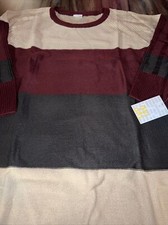 Black TAN Red Solid Stripe LuLaRoe LAUREN SWEATER Dress Small 6/8 4/6 New Winter