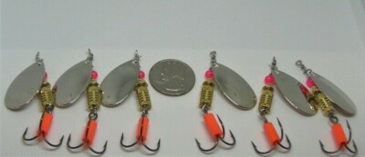 1 Lot of 6 Custom Trout #3 Nickel French Blade Spinners 1/4 Oz. Each