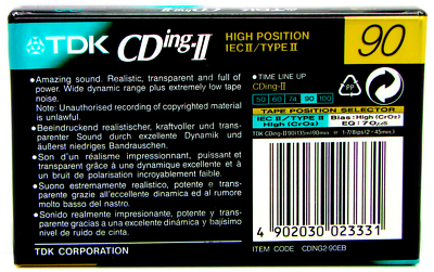 Nastro Audio Td Cding2 TDK CDING2 90 - Nastro Audio Cromato Tipo II Bianco, Nuovo E Sigillato, Qualità Alta Fedeltà Cassetta TDK Tipo II - Foto 3