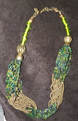 Multii strand Blu-green Turquoise Beaded 16-strand mix material Vintage Necklace - Picture 8 of 11