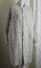 Eskandar Sz 1 42" Long Quilted Floral White Amazing Woven Coat Jacket
