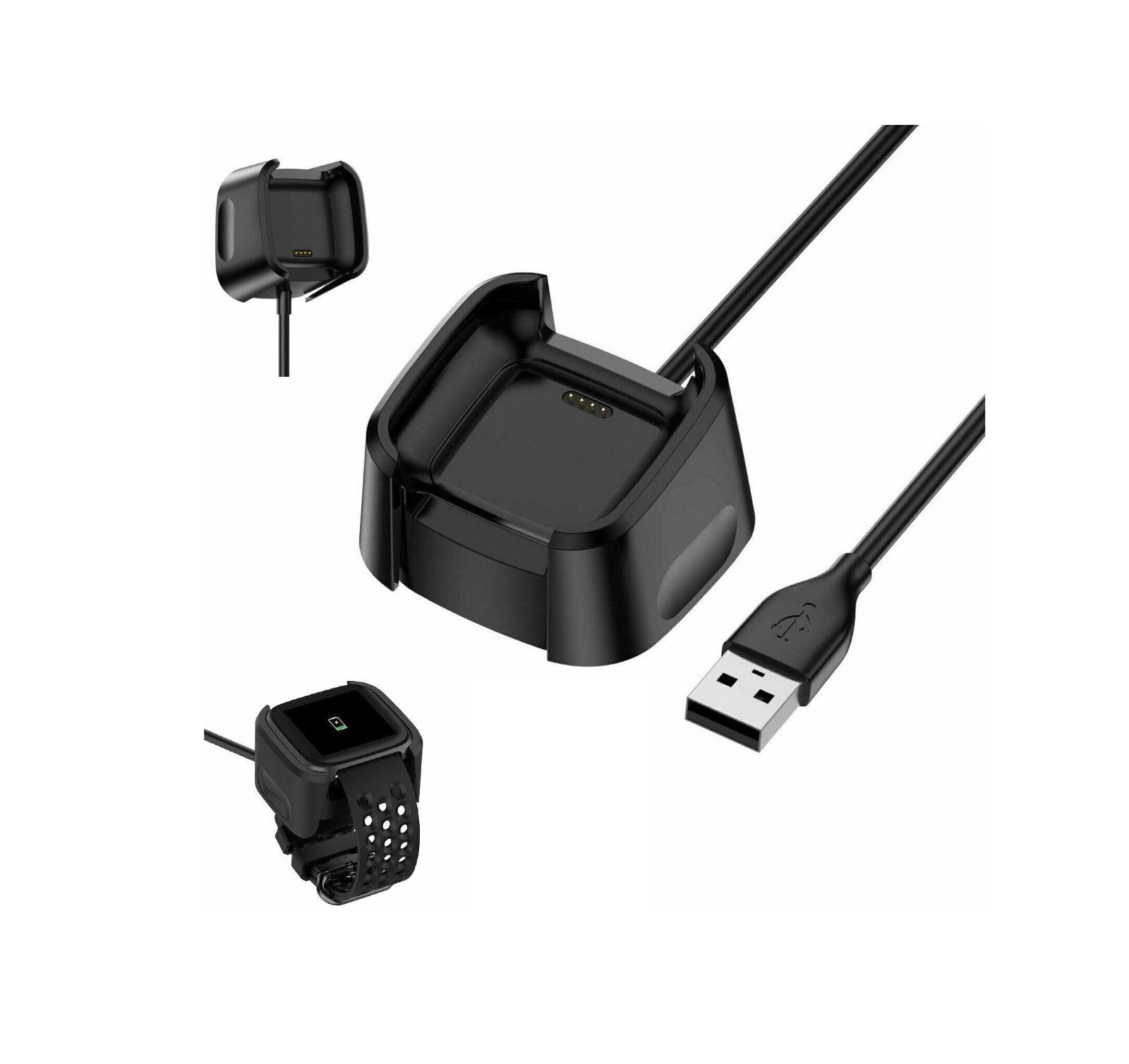 Charger for Fitbit Versa 2, Replacement Charging Cable Dock with 3.3ft USB Cord