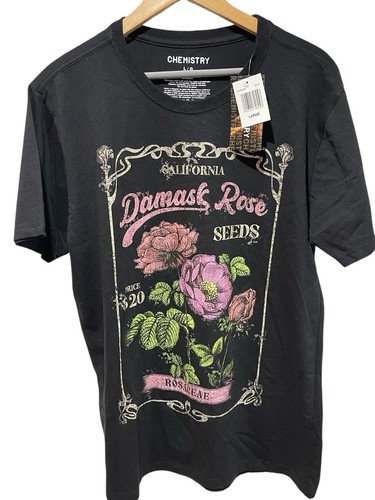 Chemie Grafikdruck Kurzarmshirt Damen große Rosen