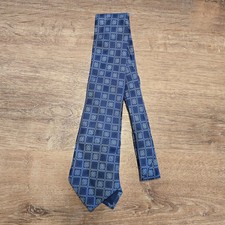 3/$25 Cremieux Men's Blue Patterned Silk Tie Geometric Design Made In USA