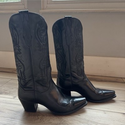 Dan Post DP 3200 Black Leather Western Cowboy Boots Women s US Size 9.5