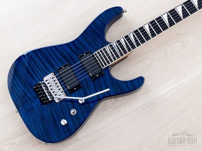 2003 Jackson USA Select Dinky DK1 Trans Blue Flame Top w/ EMG, Floyd Rose & Case
