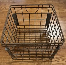 Vintage Dean Foods Metal Wire Industrial Milk Crate Rack Box Storage 13 13 11
