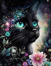 5D Diamond Art Painting Kit Little Black Cat 30cmx40cm