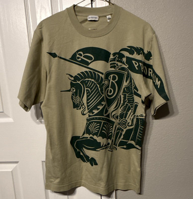 Burberry Men s XS Beige Cotton Jersey Graphic Logo Knight Crewneck T-Shirt