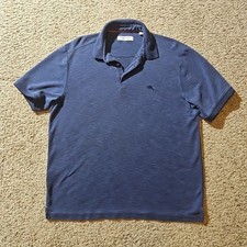 Tommy Bahama Polo Shirt Mens Large Blue Golf Tencel Coolmax Short Sleeve