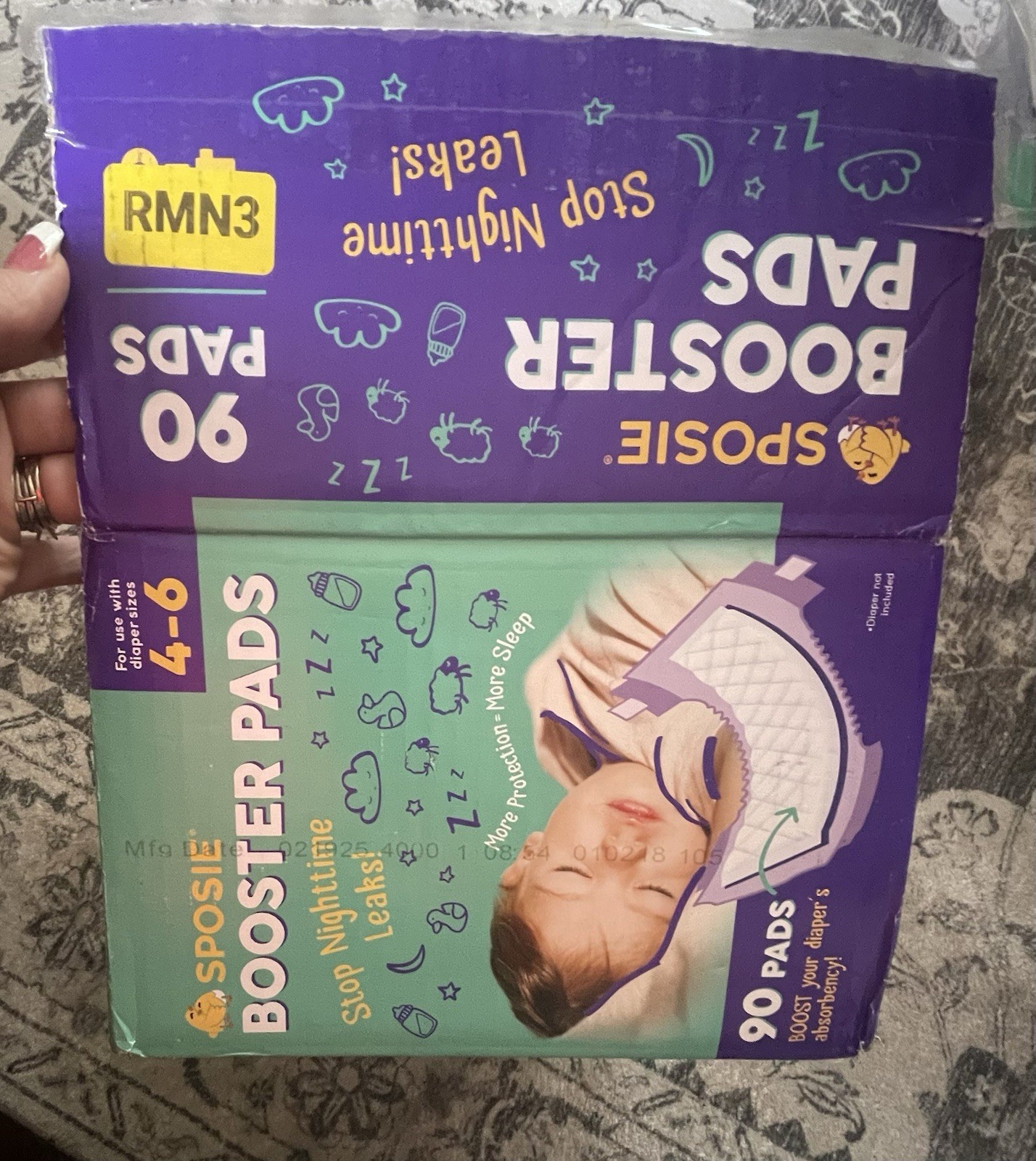 Sposie Booster Pads 3 Pack, Overnight Diaper Leak Protection, 30 Count Each Pack