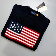 POLO RALPH LAUREN Navy American Flag Crewneck Sweater Women's Size M