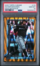 2025 TOPPS CHROME GOLD RAYWAVE #115 XAVIER EDWARDS 23/50 PSA 10