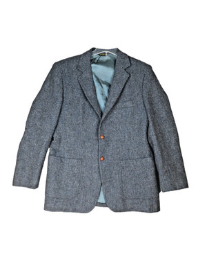 Silverbrook Collection 43R Suit Jacket Blazer Blue 100% Pure Wool Elbow Patch