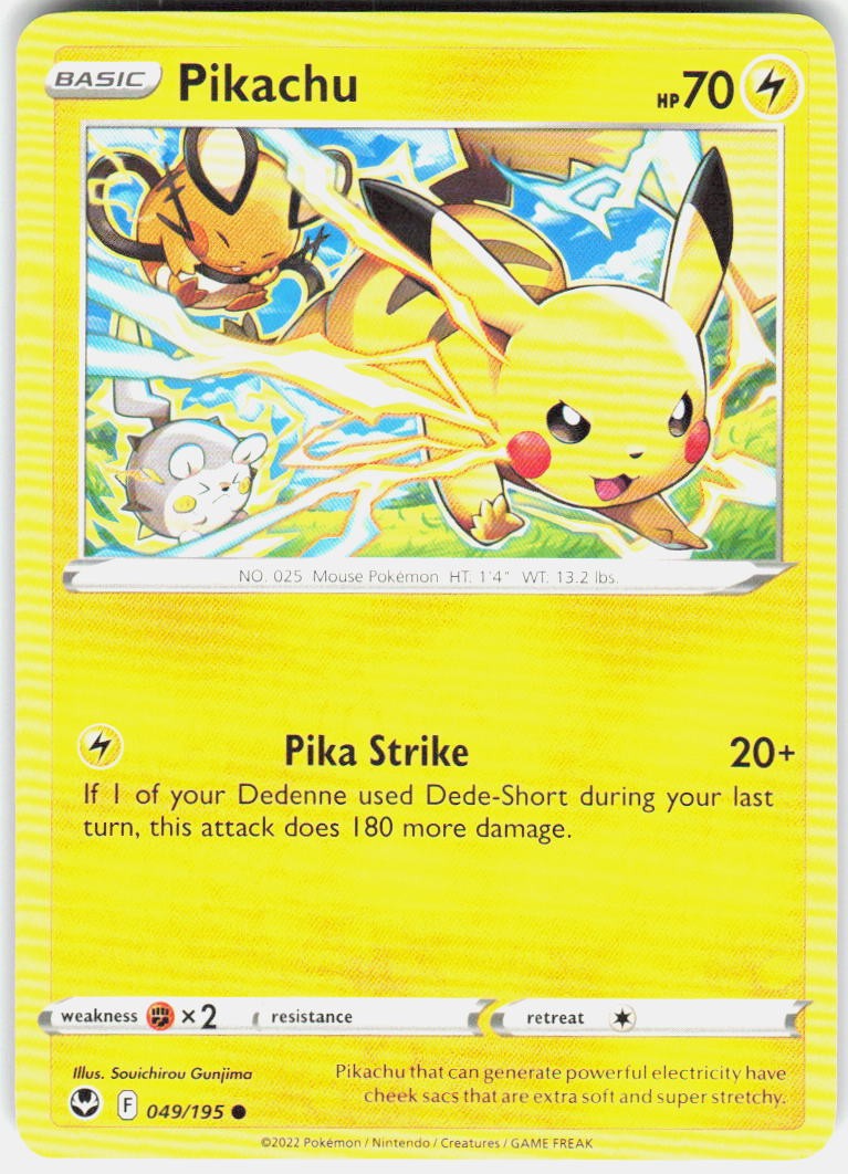 Pikachu 049/195 SWSH12: Silver Tempest Pokemon