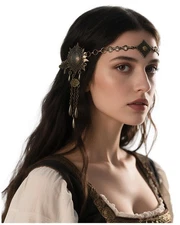 L'VOW Norse Valkyrie Gold Headband Gypsy Headpiece Vintage Head Chain Hair Acces