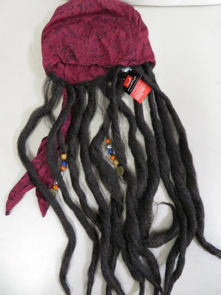 Smiffys Pirata Bandana con Trenzas Disfraz de Halloween Pirata Pelo Marrón Bufanda Foto 2 de 4