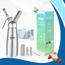 Cream Dispenser Whipped 0.5L 1 Pint Whipper Durable Aluminum w/ 100pcs Chargers