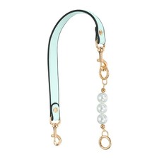 20 Inch PU Leather Purse Strap with Light Gold Buckles and Pearl, Light Blue