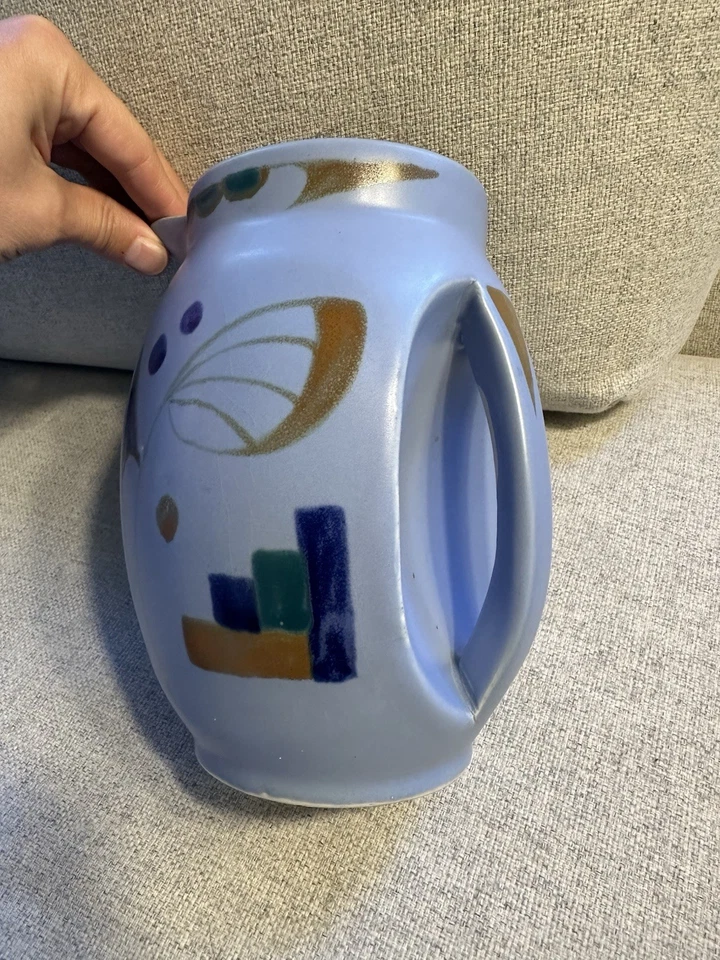 Checo? ¿Holandés? Jarrón jarra abstracto azul constructivista estilo Art Deco Gouda Foto 4 de 4