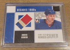 ANDERS HEDBERG 2010-11 ITG DECADES 1980s GAME-USED NUMBER PATCH SILVER SP/3 M-51