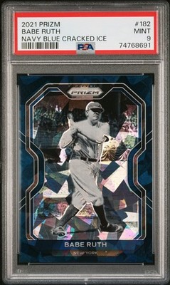 2021 Panini Prizm - Babe Ruth #182 Navy Cracked Ice /25 - PSA 9