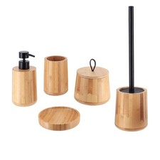 5-Piece Bathroom Set - Tumbler, Soap Dispenser  Dish, Toilet Brush, Cotton Box
