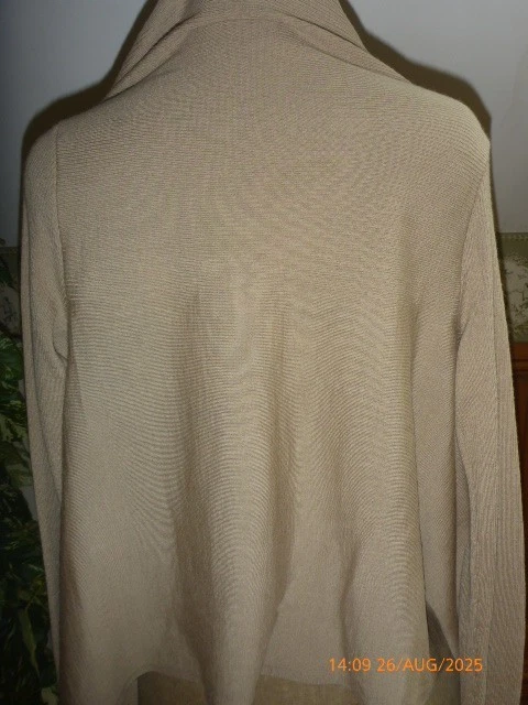 Cárdigan Cascada Polo Ralph Lauren Lana Mujer Beige Tejido Frente Abierto Talla M/L Foto 2 de 4