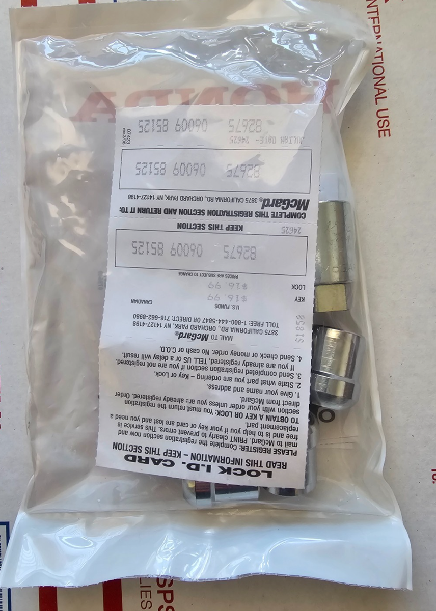 08W42-TK4-201 OEM ACURA WHEEL LOCK & KEY SET 12-17 MDX 14-17 RLX