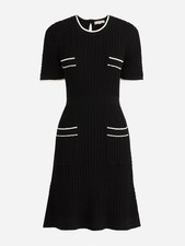 J. CREW Cable Knit Sweater Dress Short Sleeve Size Small Black & White NEW NWOT