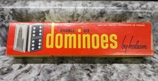 Double Six Wooden Block Dominoes by Halsam 623 Vintage 1950s Made in USA