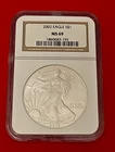 2002 American Silver Eagle S$1 NGC MS69 - Starting to Tone on Back