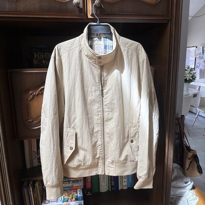 Brooks Brothers Men s Beige Cotton Zip/Button Stand Collar Jacket Pockets  Sz L