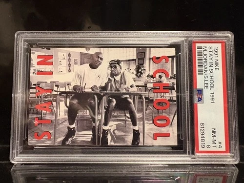 1991 Nike Michael Jordan Spike Lee Stay in School #4 basketball card PSA 8