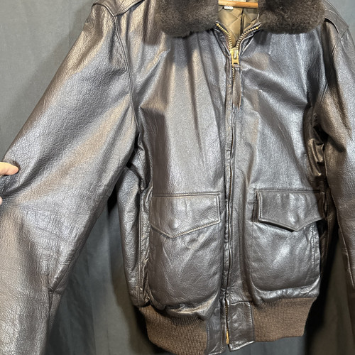 ✨ LL Bean Brown Flight Bomber Jacket 42L Goatskin Leather Lambskin Collar✨ - Picture 7 of 24
