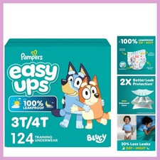 Leakproof Easy Ups Potty Training Underwear for Kids - Size 3T-4T, 124 Count