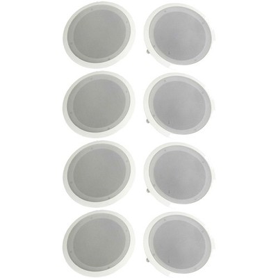 Pyle PDIC Series 8'' 250W Round Flush Mount Wall and Ceiling Speakers, (8 Pack)
