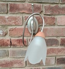 Silver Metal Wood Wall Light  Vintage Quirky Unusual single 1 Light wall fitting