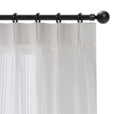 White Pinch Pleated Window Sheer Curtains 100 Inches Long 2 Panels, Gently Fi...