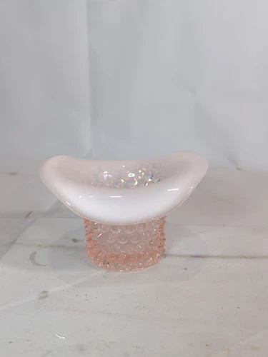 Vintage Fenton Opalescent PINK Hobnail Glass Top Hat Vase Dish 2.5” High