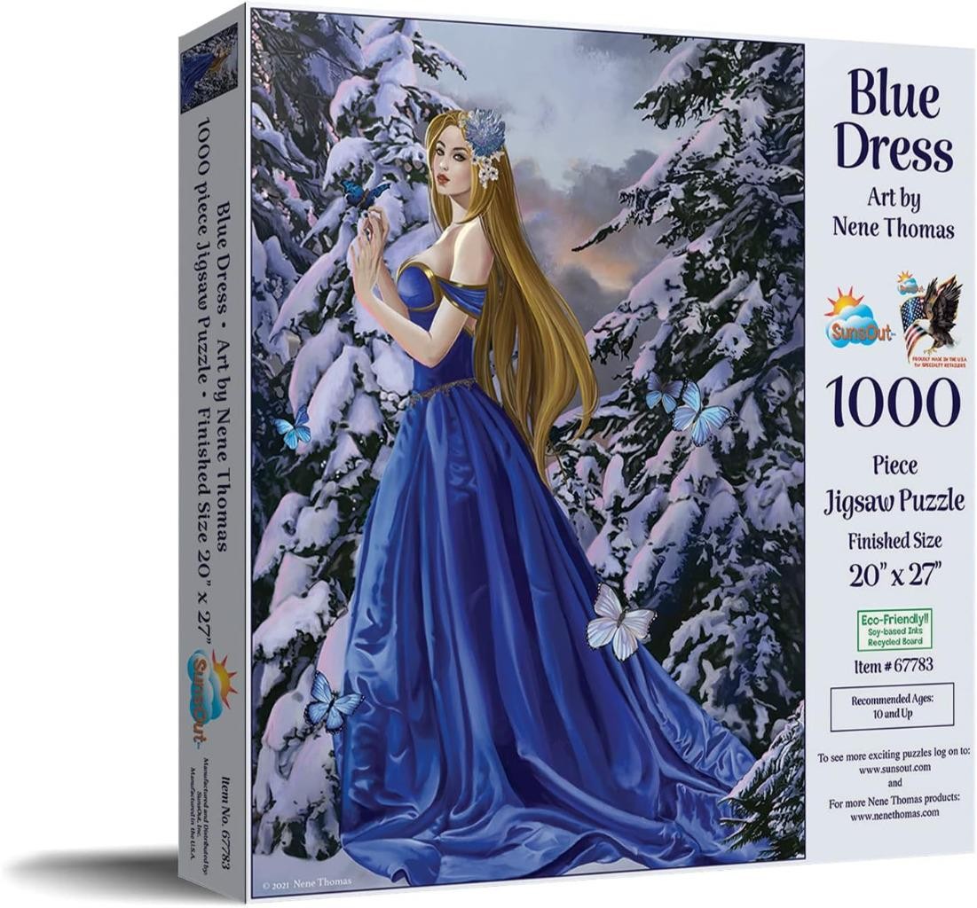 SunsOut Blue Dress 1000 Piece Art Jigsaw Puzzle by Nene Thomas 20x27