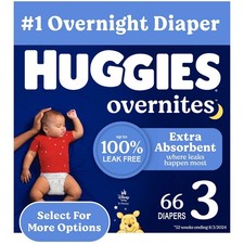 Huggies Overnites Nighttime Diapers Size 3 132 Ct 16-28 lbs