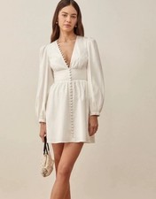 NWT Reformation Ivory Catie Mini Dress Long Sleeve 8
