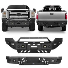 Full Width Steel Front Winch Bumper Rear Bumper Fit 2011-2016 Ford F-250 F-350