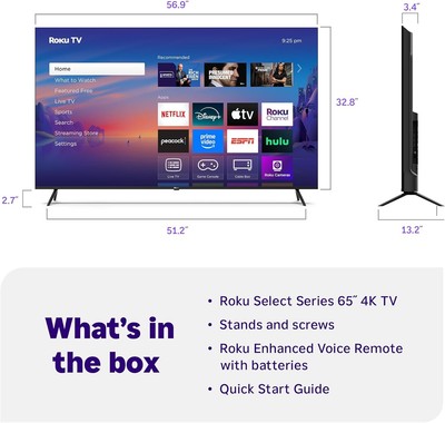 Roku 65 inch Class Select Series 4K LED Smart Roku TV (2025) | eBay