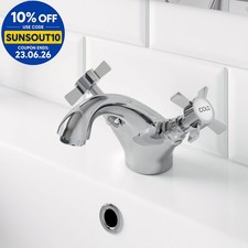 Traditional Bathroom Mono Basin Sink Mixer Tap Brass Chrome Crosshead Handles