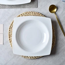 Salad Kitchen Plate set for 6, Square Plate Sets Ceramic Tableware Set White US