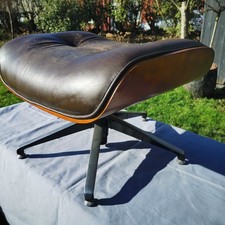 Eames style Ottoman Footstool  Brown Leather .