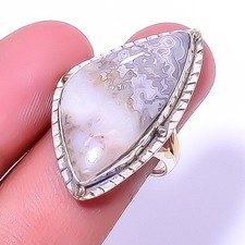 Crazy Lace Agate - Australia Handmade 925 Sterling Silver Ring s.8.5 T8