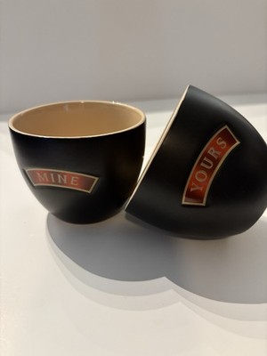 Set of 2 Baileys Irish Cream Mine & Yours Glasses / Bowls Black With Logo Design